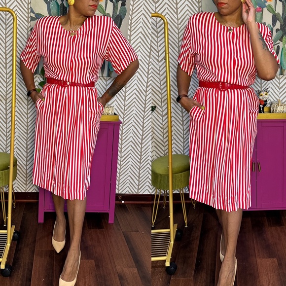 Vintage Liz Claiborne Striped Dress Size 10/12 - Picture 1 of 3